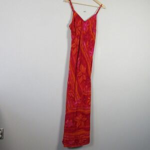 Tristan & Iseut Maxi Dress 6 Red Floral Rayon Slip Beach Hawaiian Hippie y2k 272
